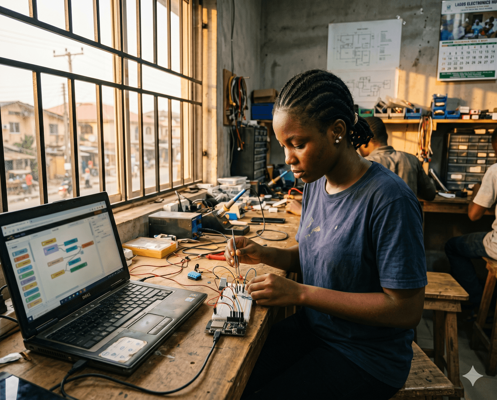 A Forge user designing hardware at a workbench.
